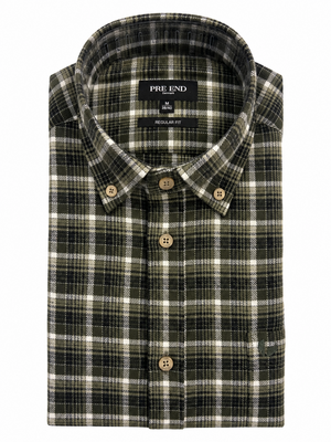 Pre End Heren overhemd flanel lange mouw - green Pre End Heren overhemd flanel lange mouw - green