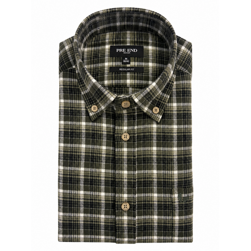 Pre End Heren overhemd flanel lange mouw - green Pre End Heren overhemd flanel lange mouw - green