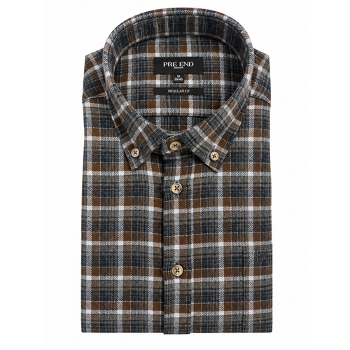 Pre End Heren Flanellen Overhemd – 100% Katoen – Bruin Pre End Heren Flanellen Overhemd – 100% Katoen – Bruin