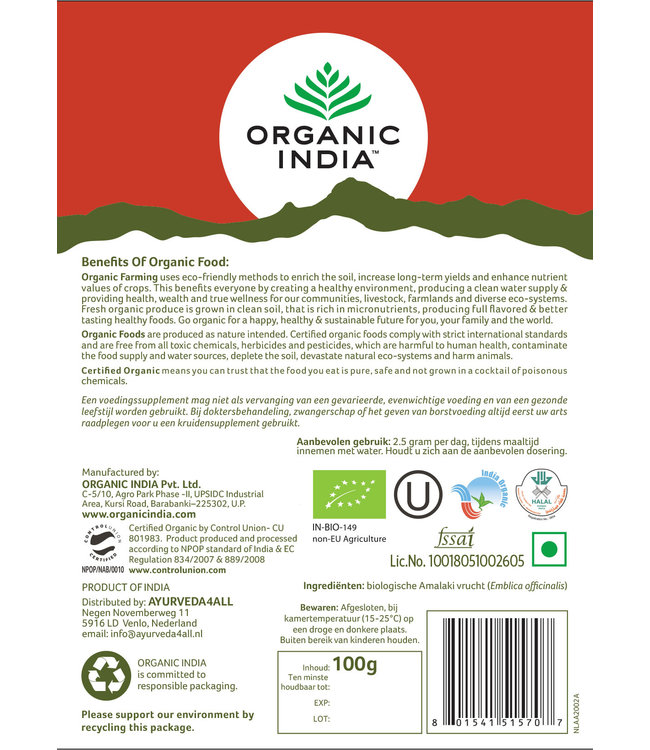 Organic India Amalaki poeder biologisch 100 g