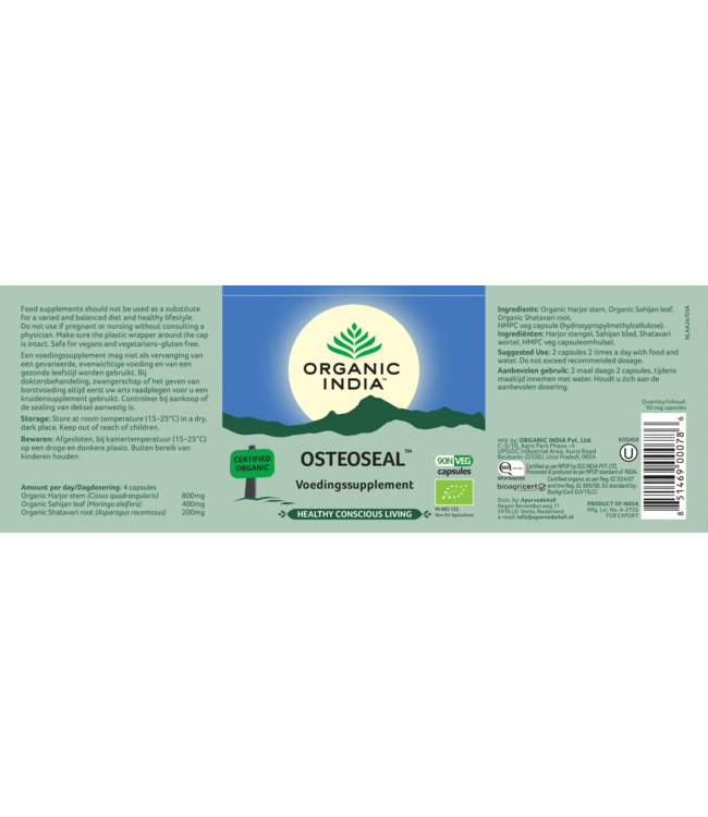 Organic India Osteoseal supplement, 90 vegan capsules, biologisch
