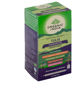 Organic India THT 5-4-2026 - Tulsi Thee Favourites Assortment, biologisch, 25 zakjes