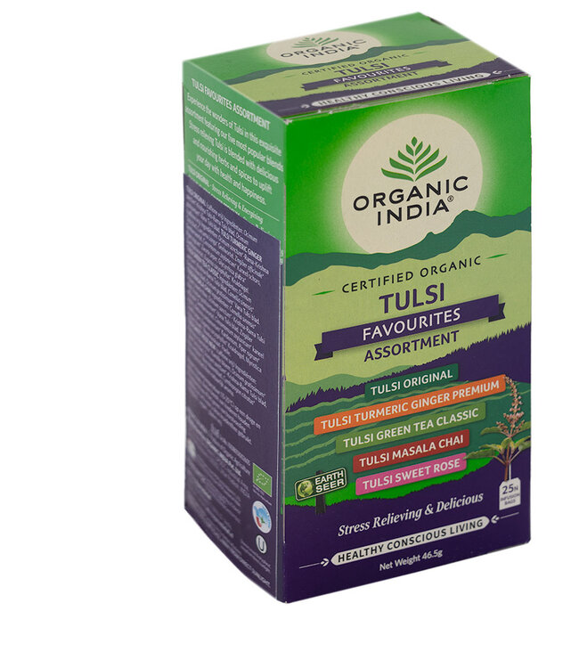 Organic India THT 5-4-2026 - Tulsi Thee Favourites Assortment, biologisch, 25 zakjes