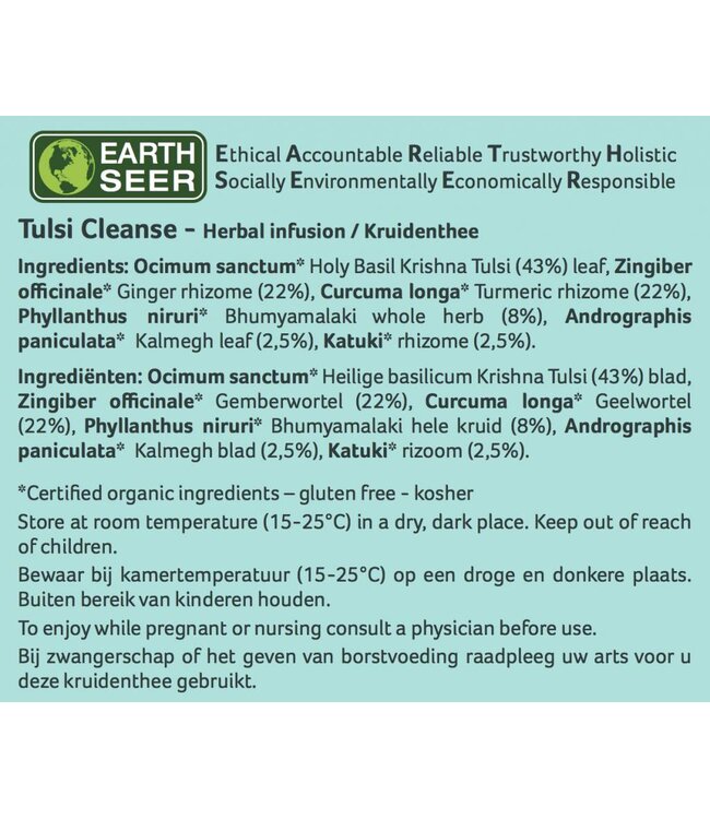 Organic India THT 12-4-2026 - Tulsi Cleanse, thee, biologisch, 25 zakjes