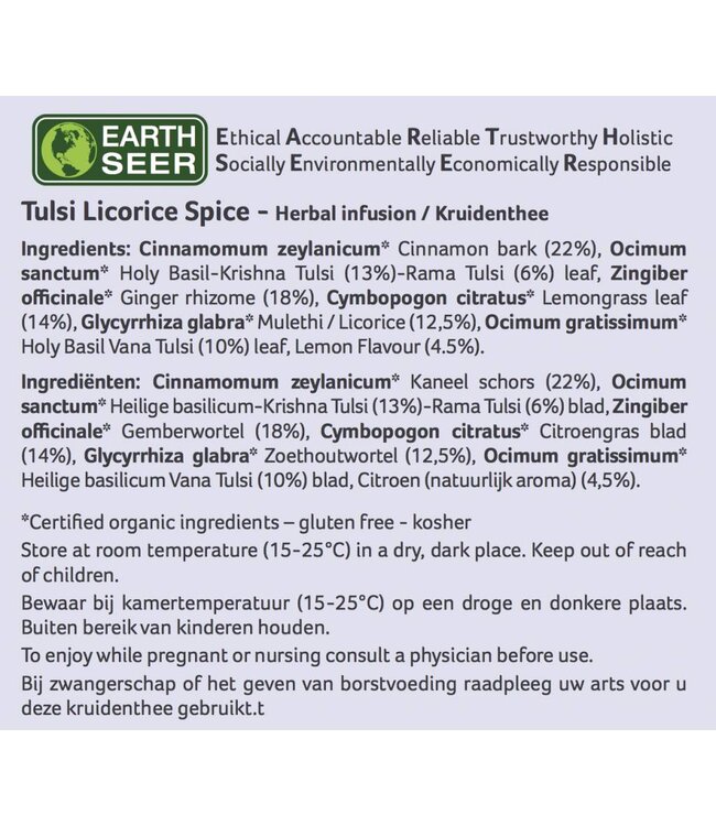 Organic India THT 13-4-2026 - Tulsi thee Licorice Spice (zoethout), biologisch, 25 zakjes