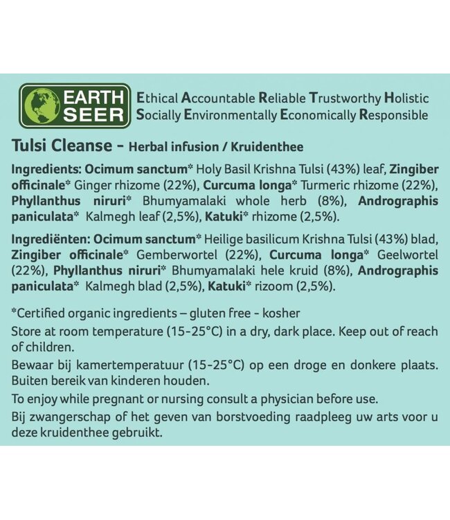 Organic India Best Before: 12-4-2026 - Tulsi Cleanse, thee, biologisch, 25 zakjes