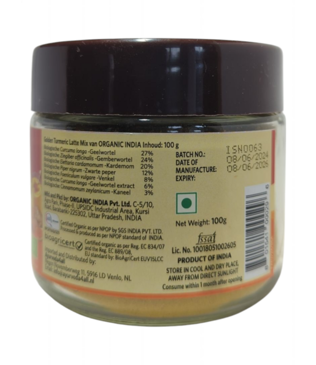 Organic India Best before:30-11-2026 Golden Turmeric Latte Mix, biologisch