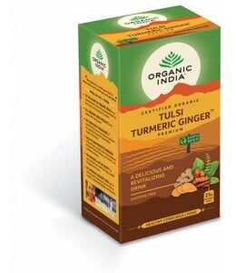 Organic India Best before:08-12-2026 Tulsi thee Turmeric Ginger premium, biologisch, 25 zakjes