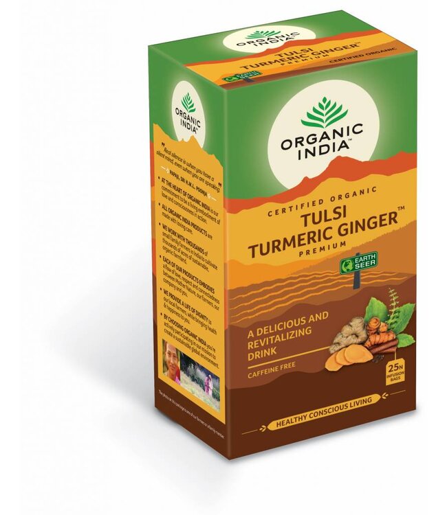 Organic India Best before:08-12-2026 Tulsi thee Turmeric Ginger premium, biologisch, 25 zakjes - Copy