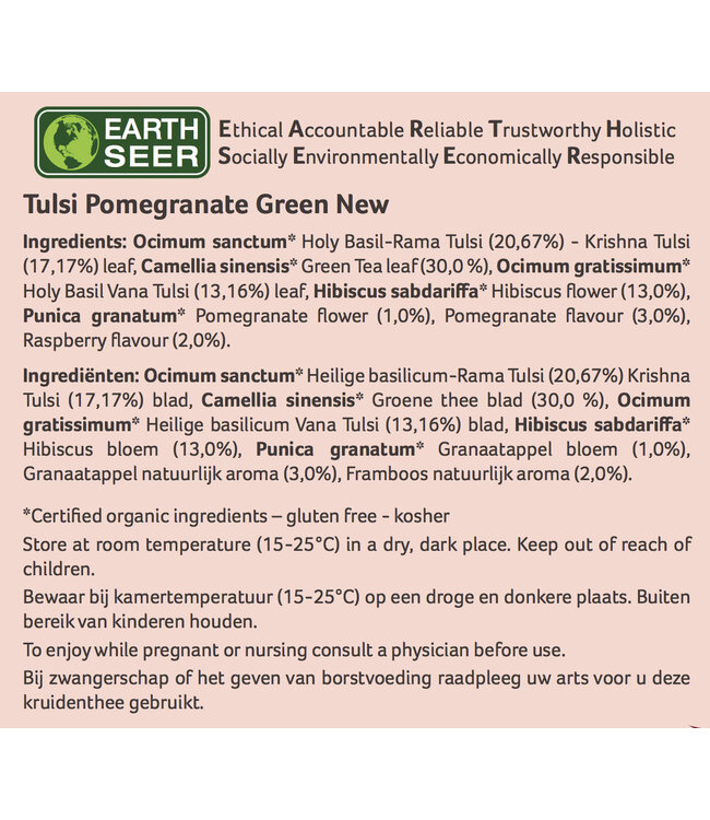 Organic India Tulsi thee Pomegranate Green, biologisch, 25 zakjes