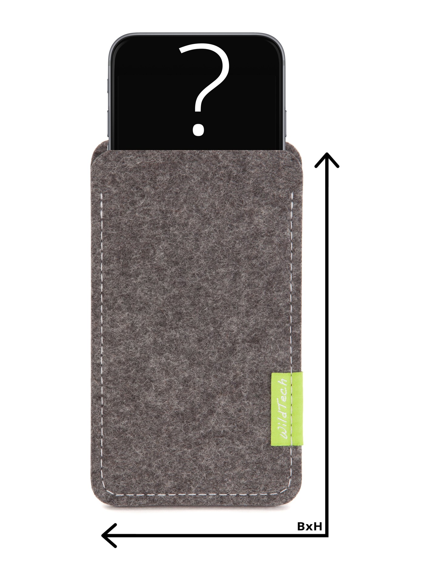Customized Smartphone Sleeve / Case of genuine Woolfelt Grey WildTech