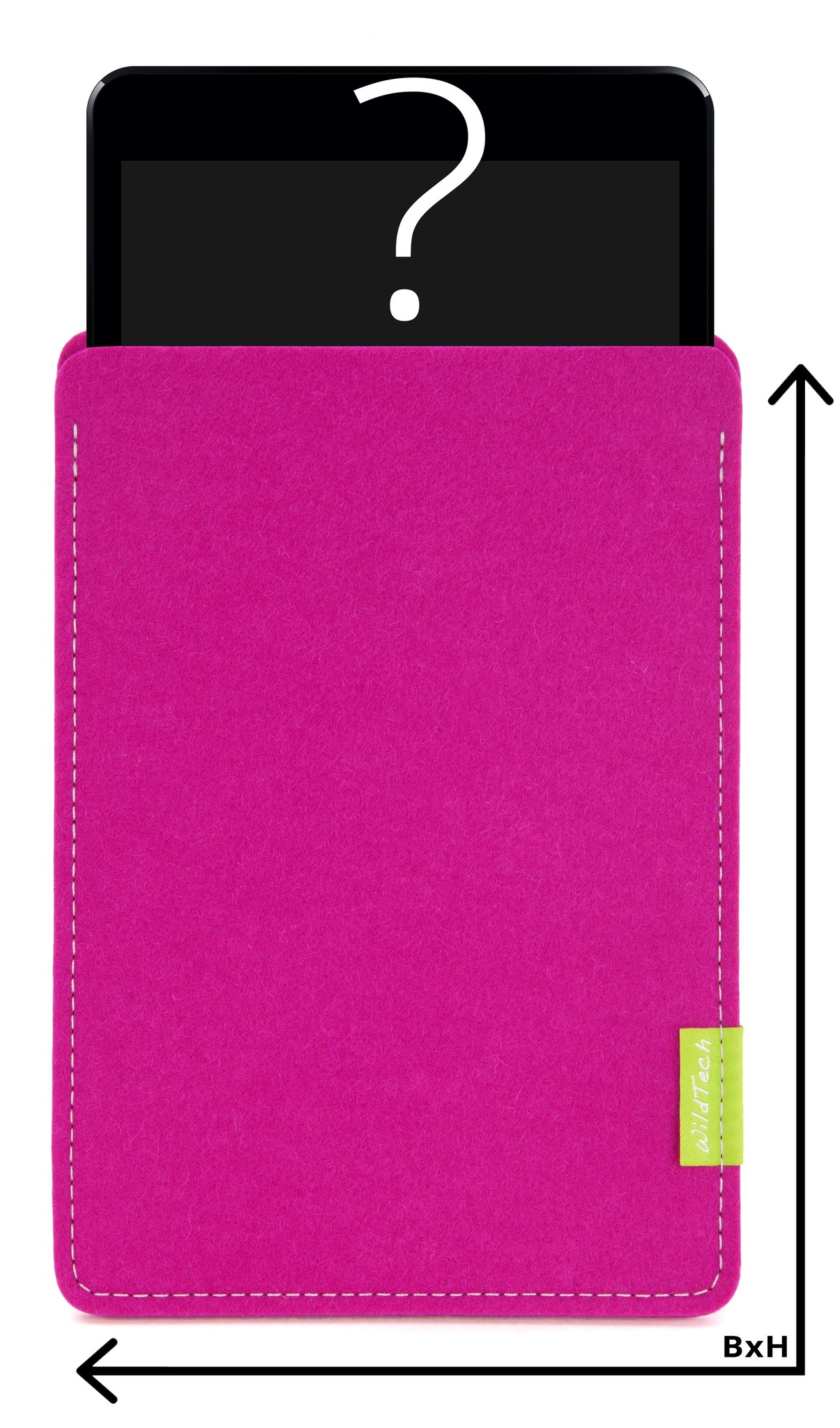 Customized Tablet Sleeve / Case of genuine Woolfelt Pink WildTech