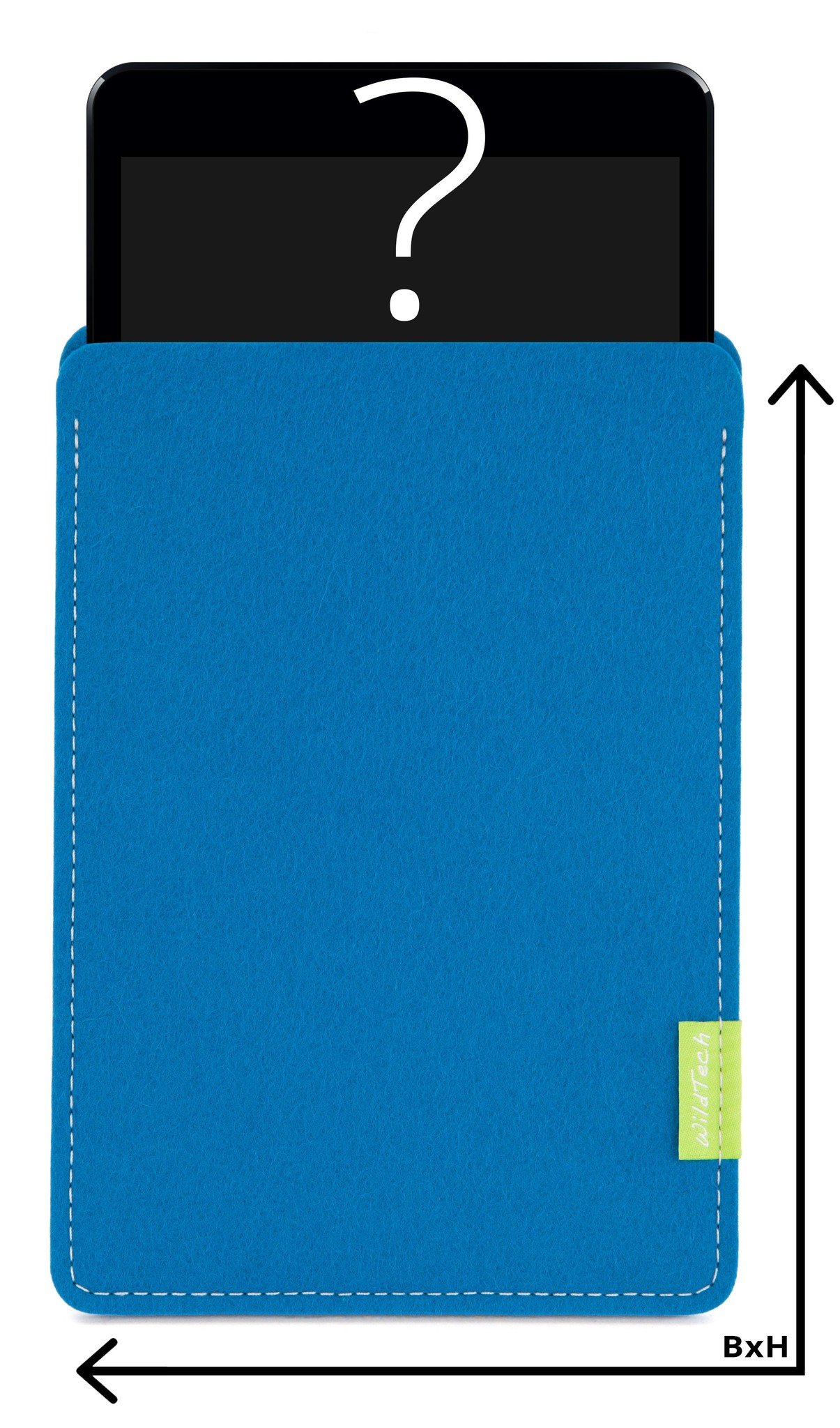 Sonderanfertigung Tablet Sleeve / Hülle aus Wollfilz Petrol WildTech