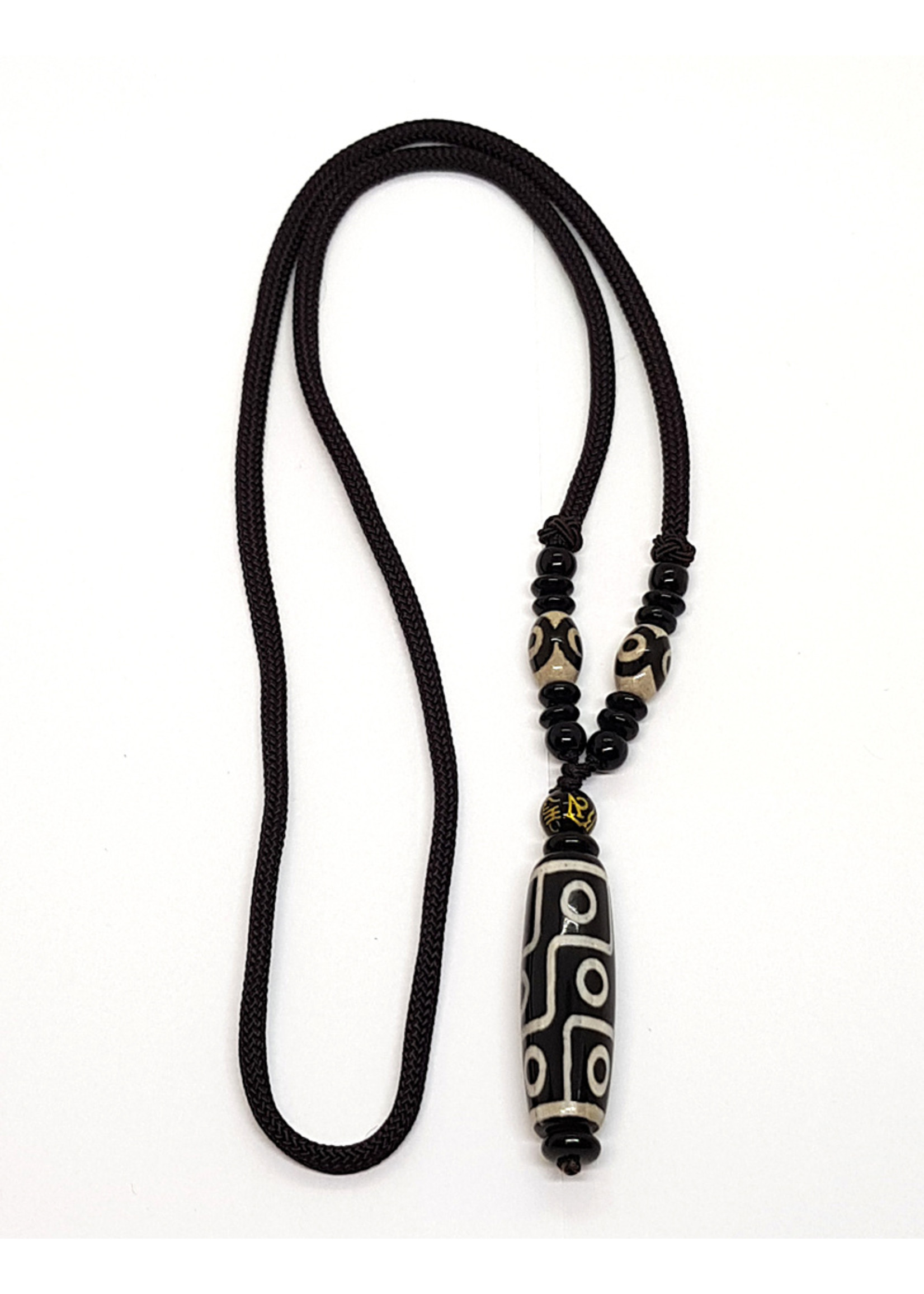 Necklace Dzi 9-Eye Pendant With Chain, Ghangchen