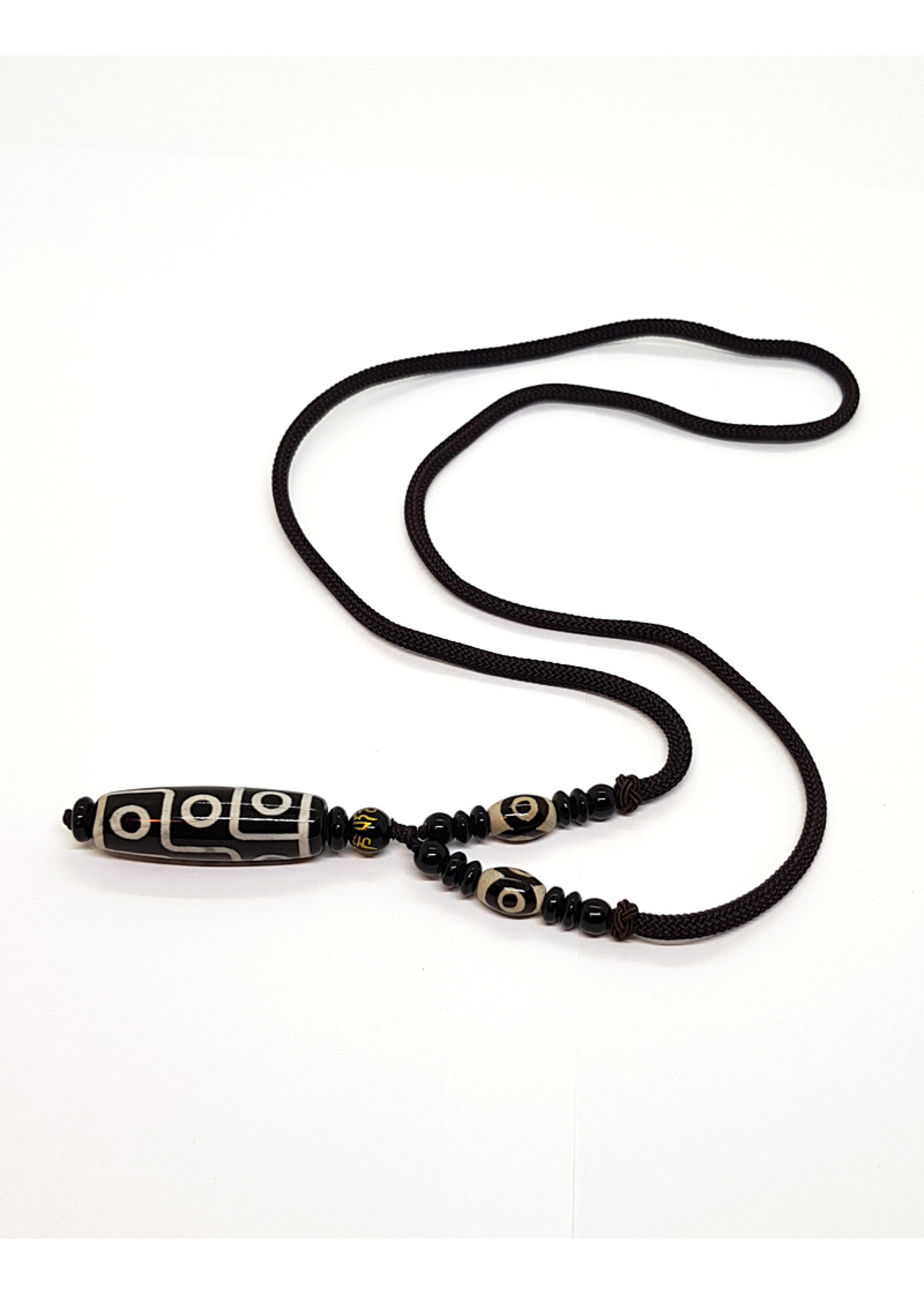 Necklace Dzi 9-Eye Pendant With Chain, Ghangchen