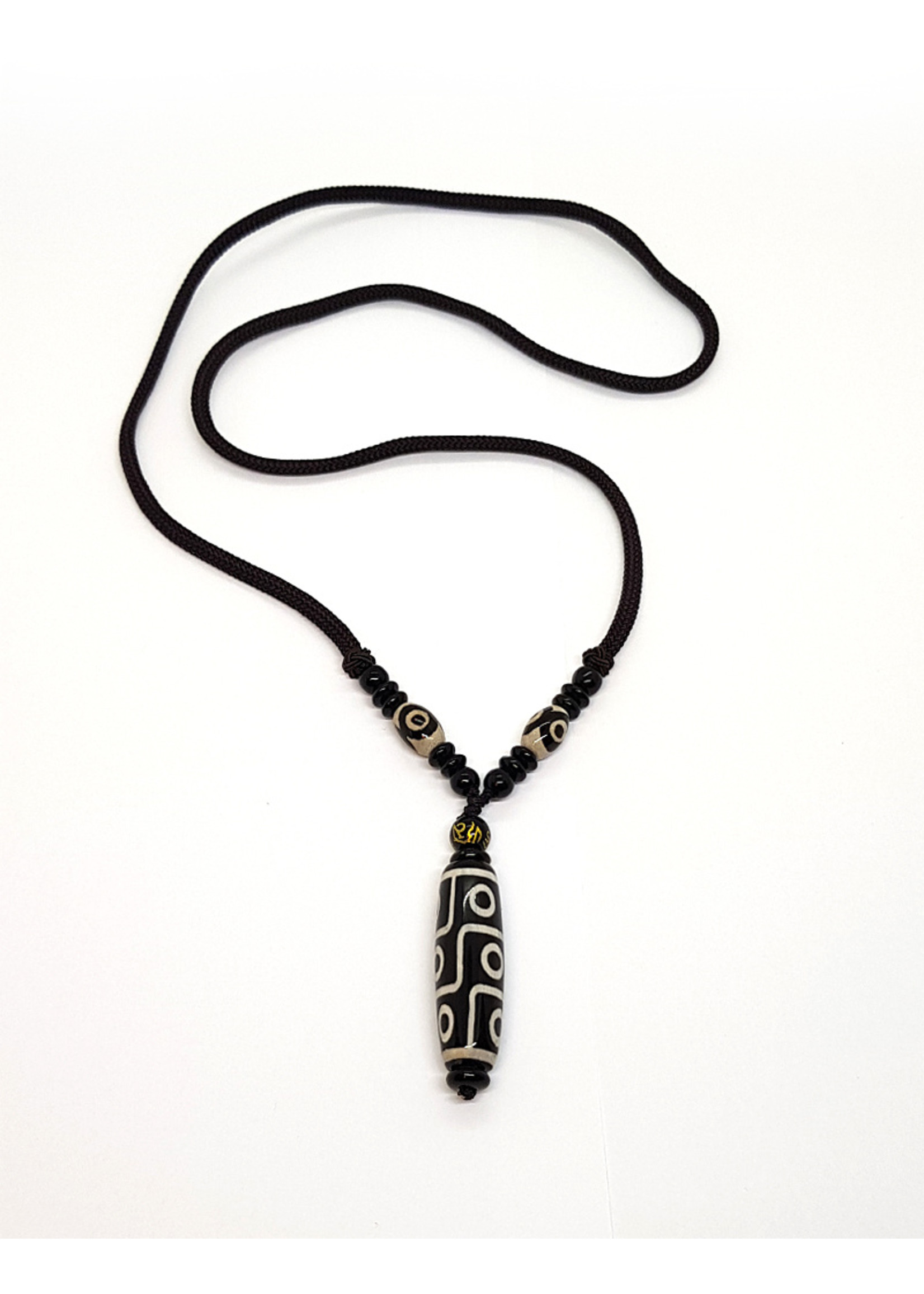 Necklace Dzi 9-Eye Pendant With Chain, Ghangchen