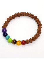 Rudraksha Armband mit 7 Chakra Steinen elastisch, 8mm