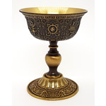 Tibetan Brass Butter Lamp With Engraving 8 Lucky Symbols