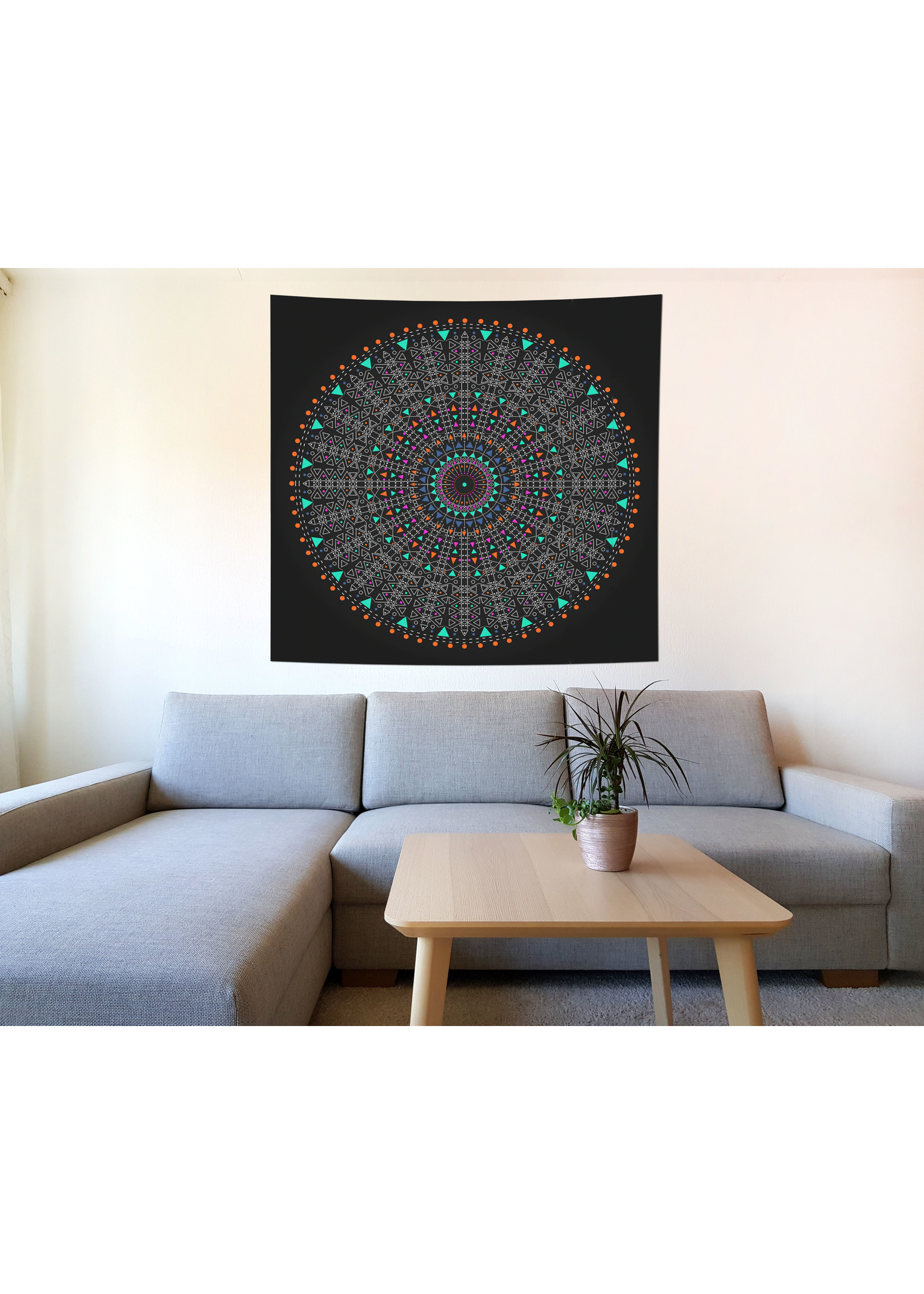 Tenture murale Mandala de la méditation, 150 x 150 cm