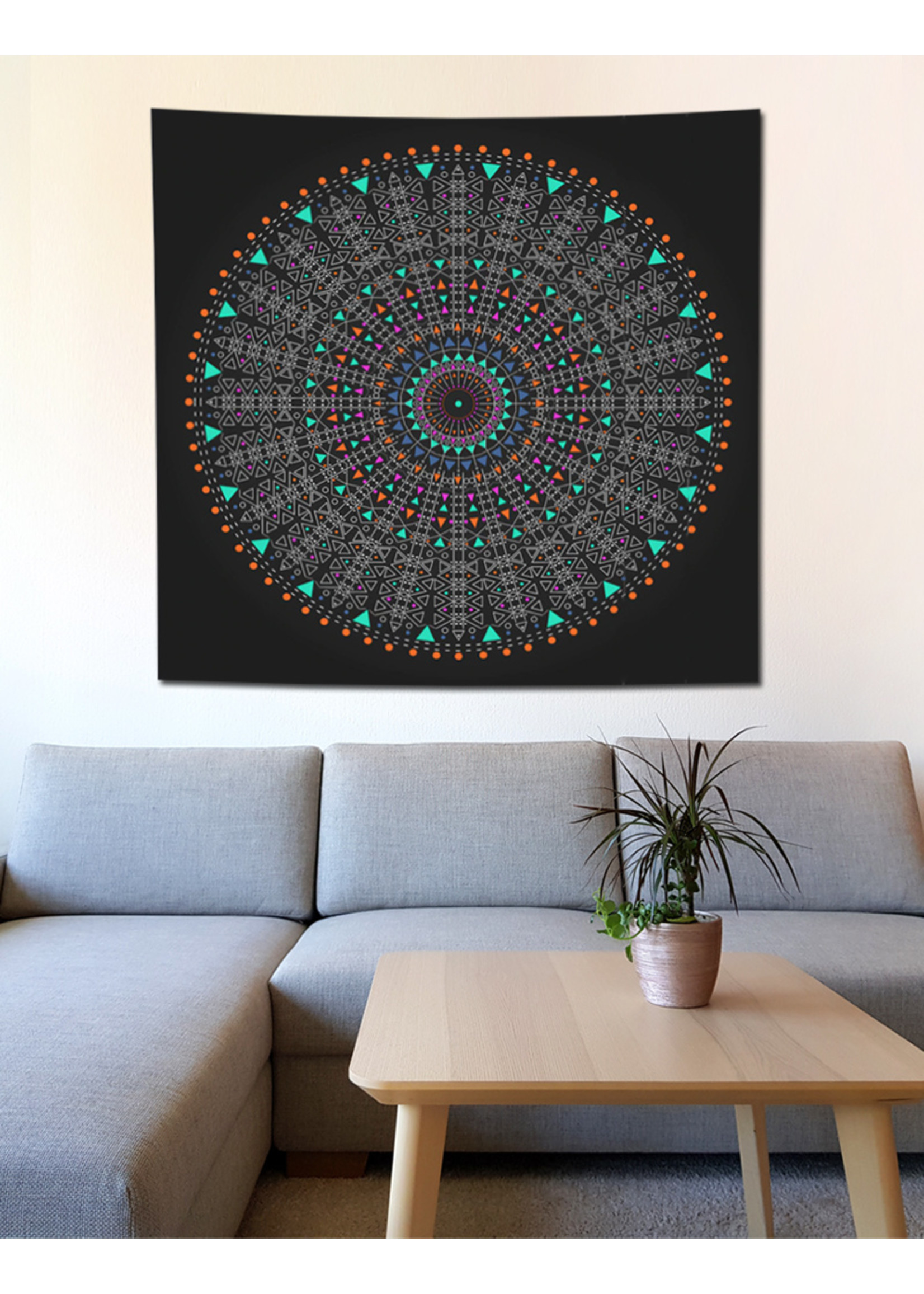 Tenture murale Mandala de la méditation, 150 x 150 cm