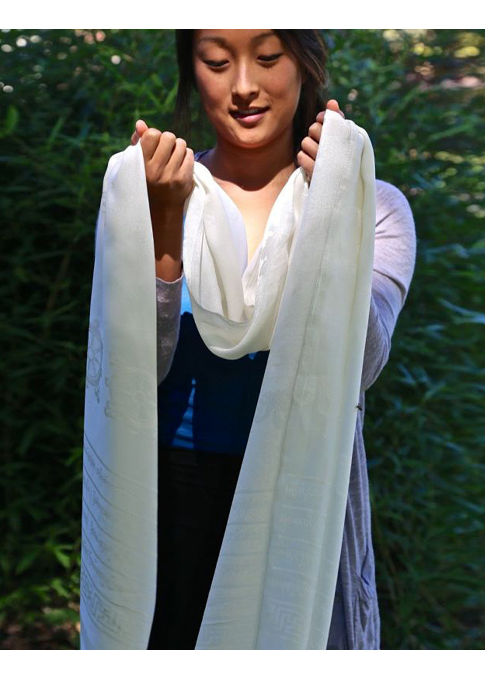 Khata, Tibetan Prayer and Greeting Scarf, White, 240 x 50 cm