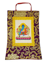 Tibetan Thangka Medicine Buddha, Hand Printed On Rice Paper, Mini