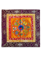 Multipurpose Silk Brocade Table Cloth, Tibetan 8 Auspicious Symbols