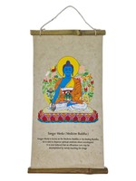 Appendiabiti da parete tibetano in carta di riso, Buddha della medicina