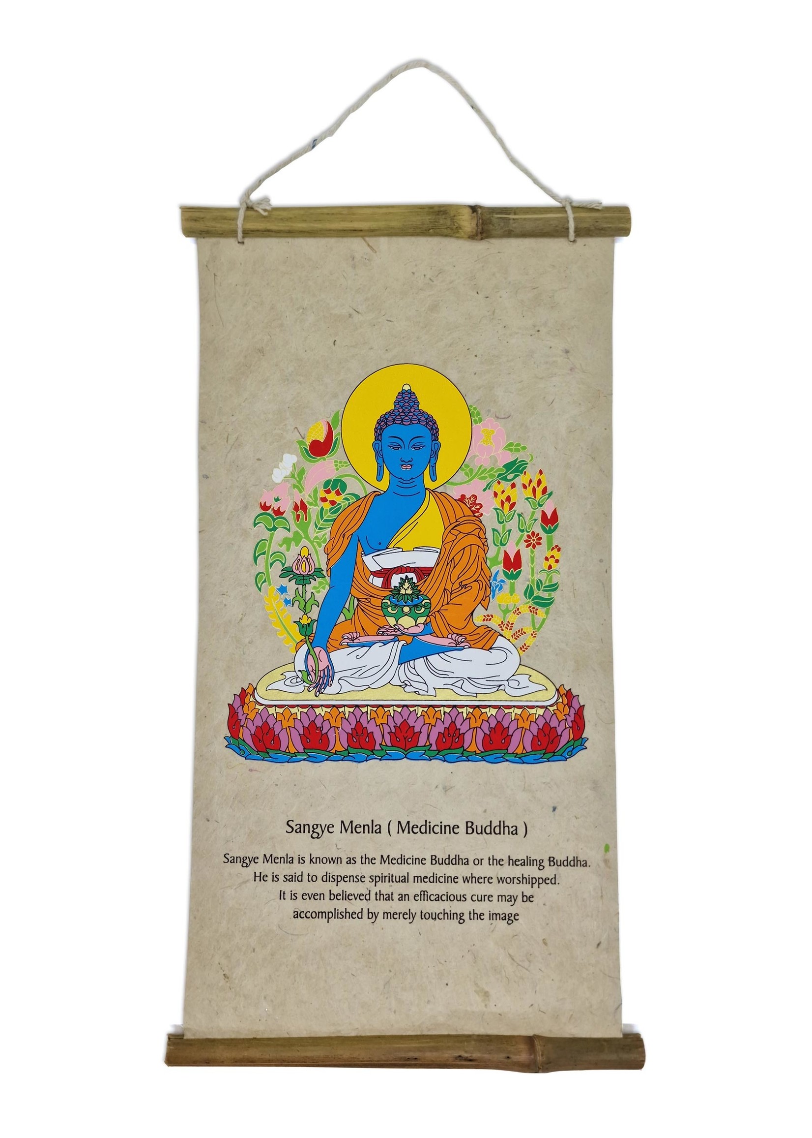 Wandbehang Medizin Buddha aus Reispapier