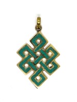 Pendentif Noeud sans fin en laiton et turquoise