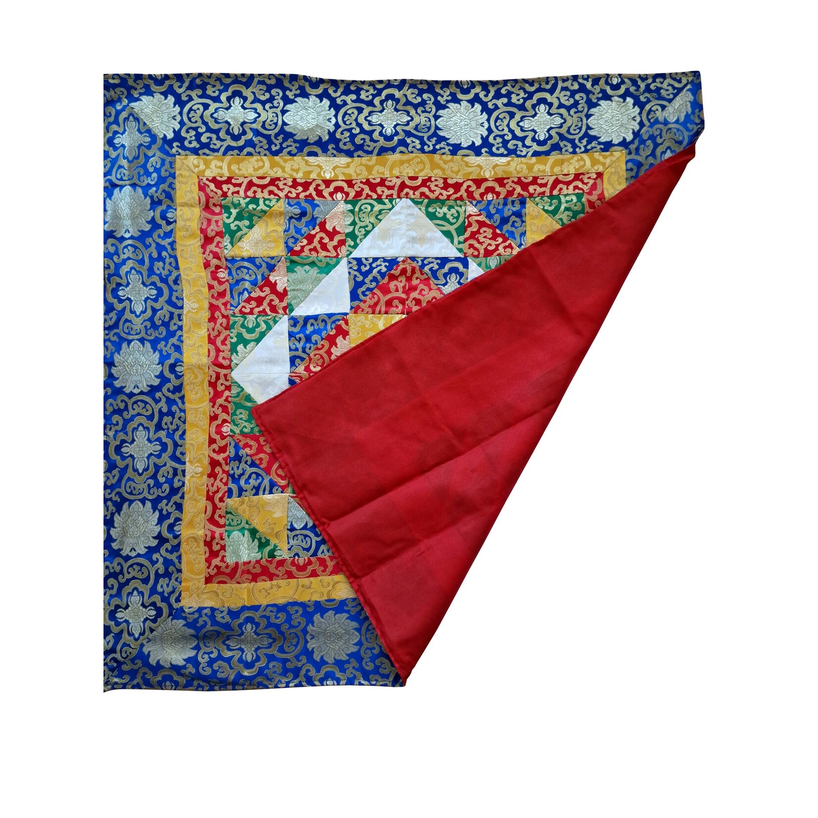 Nappe d'autel/de table en brocart de soie patchwork tibétain