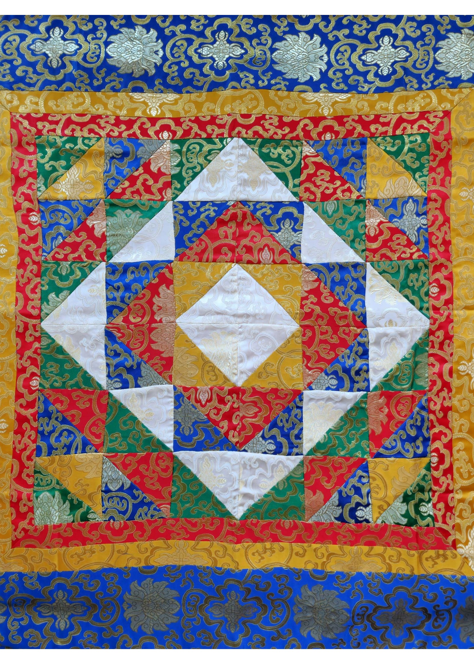Tibetan patchwork silk brocade altar / table cloth
