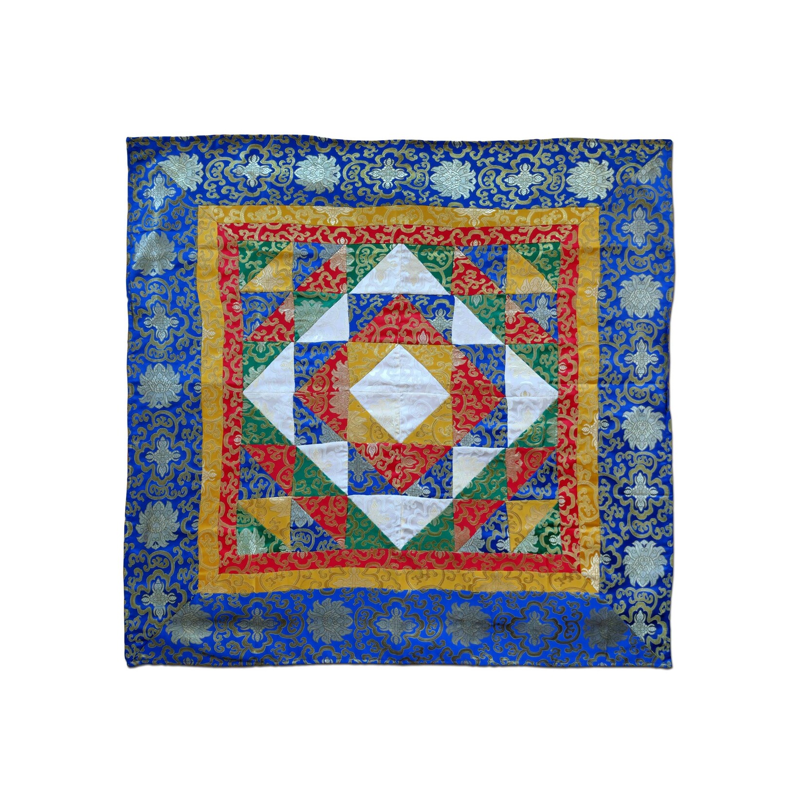 Tibetische Patchwork Altar- / Tischdecke aus Seidenbrokat