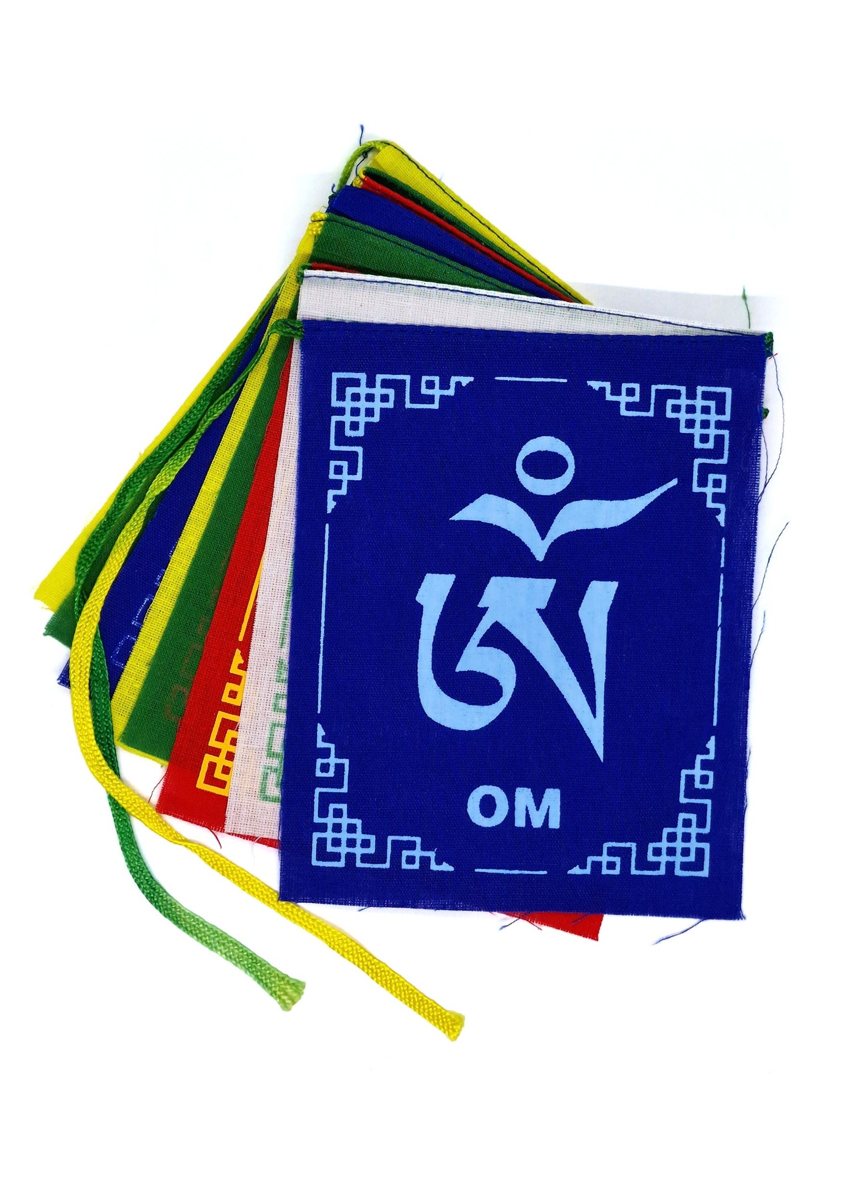 Drapeau de prière tibétain "Om Mani Padme Hum", 10.5 x 13 cm