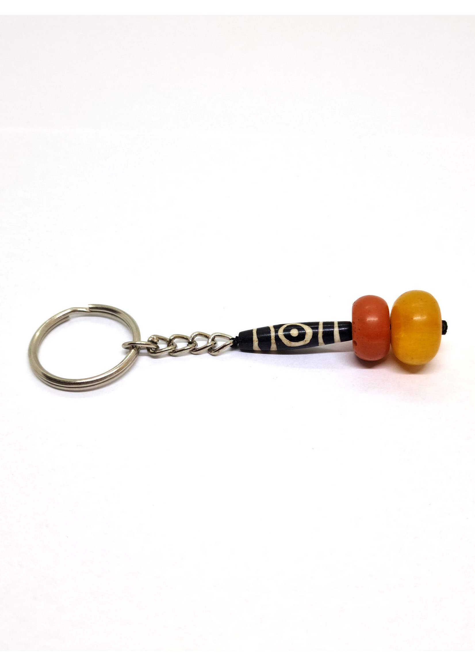 Porte-clés tibétain Dzi et perles