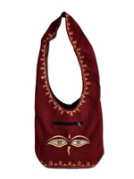 Borsa di cotone rossa con occhi di Buddha