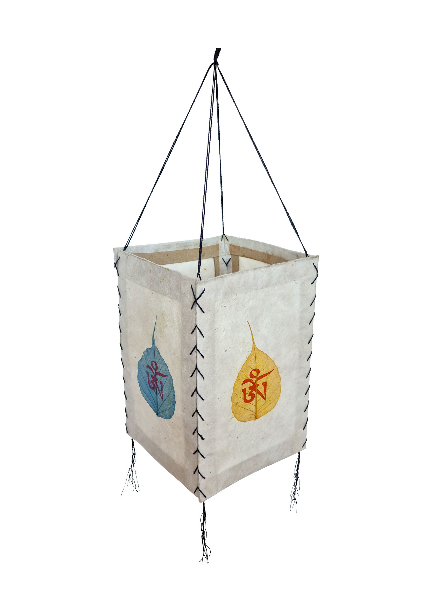 Lokta paper lampshade with OM and Bodhi leaves