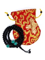 Tibetische Gebetskette schwarzer Onyx Mala mit 3 türkisfarbenen Markerperlen