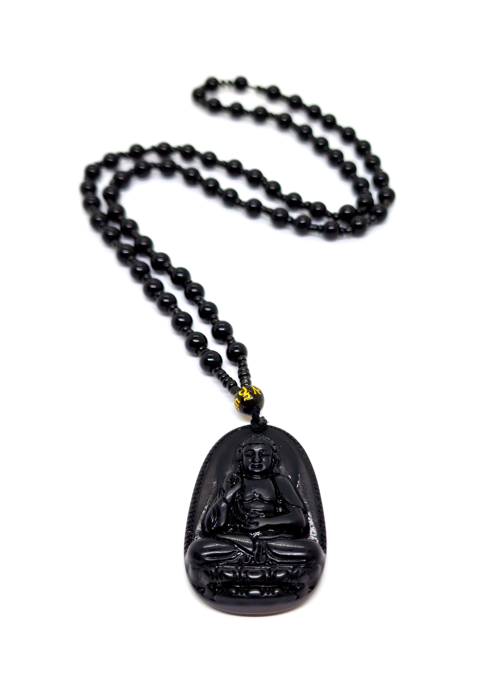 Collana in onice nero con ciondolo Buddha