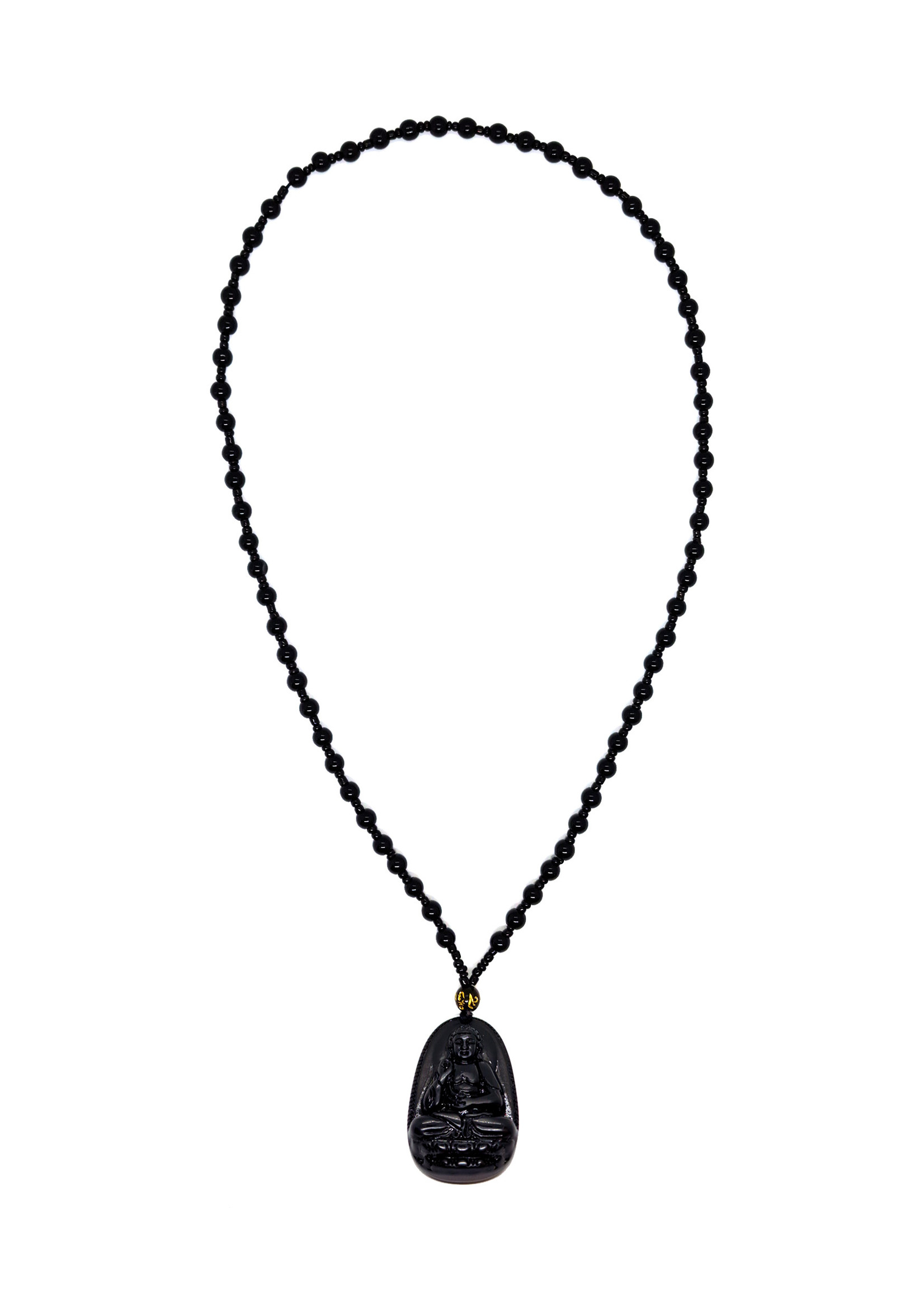 Collana in onice nero con ciondolo Buddha