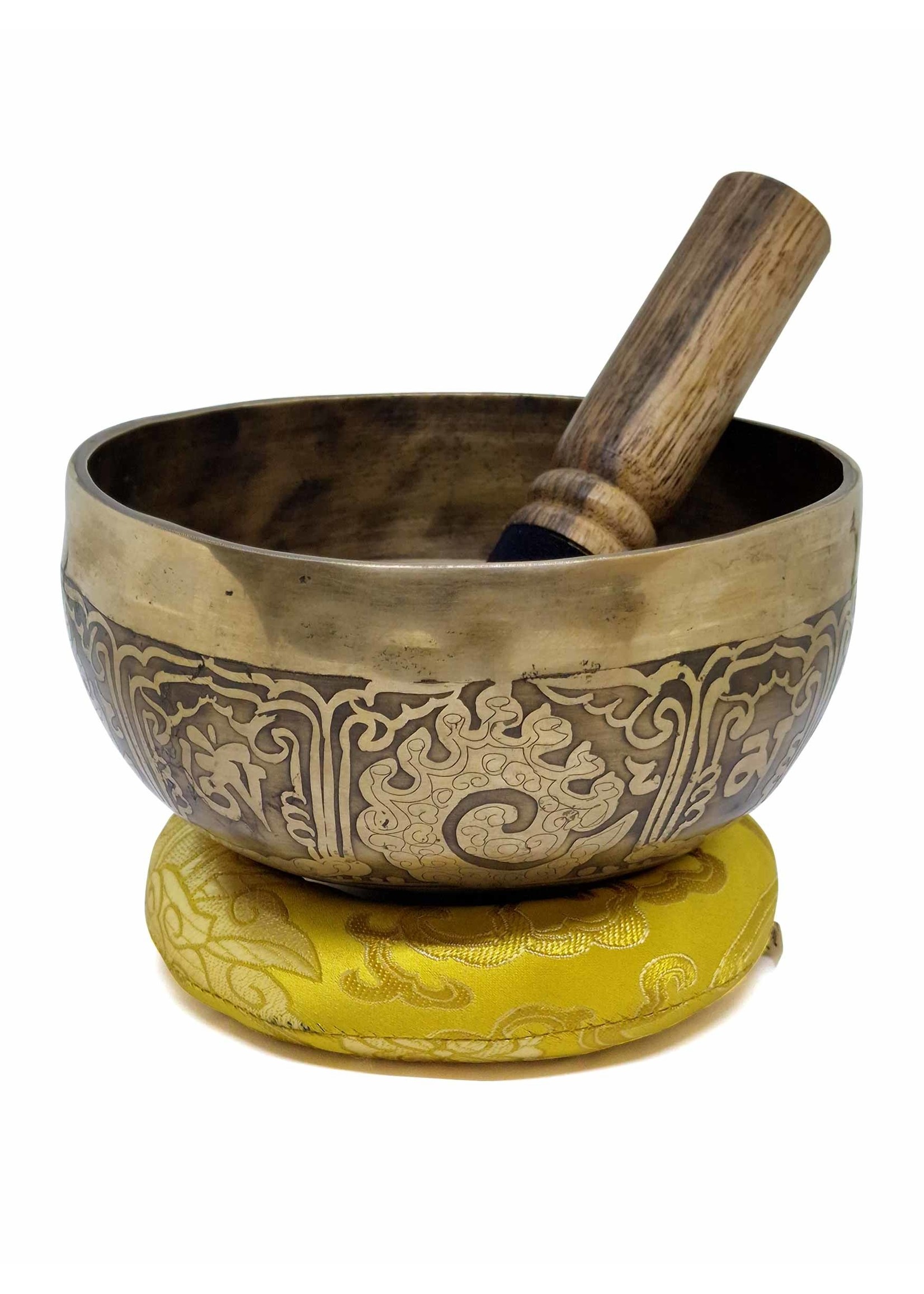 Tibetan Brass Singing Bowl Shiney, 4-Piece-Set