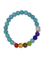 Bracciale in turchese con 7 perline chakra e Buddha