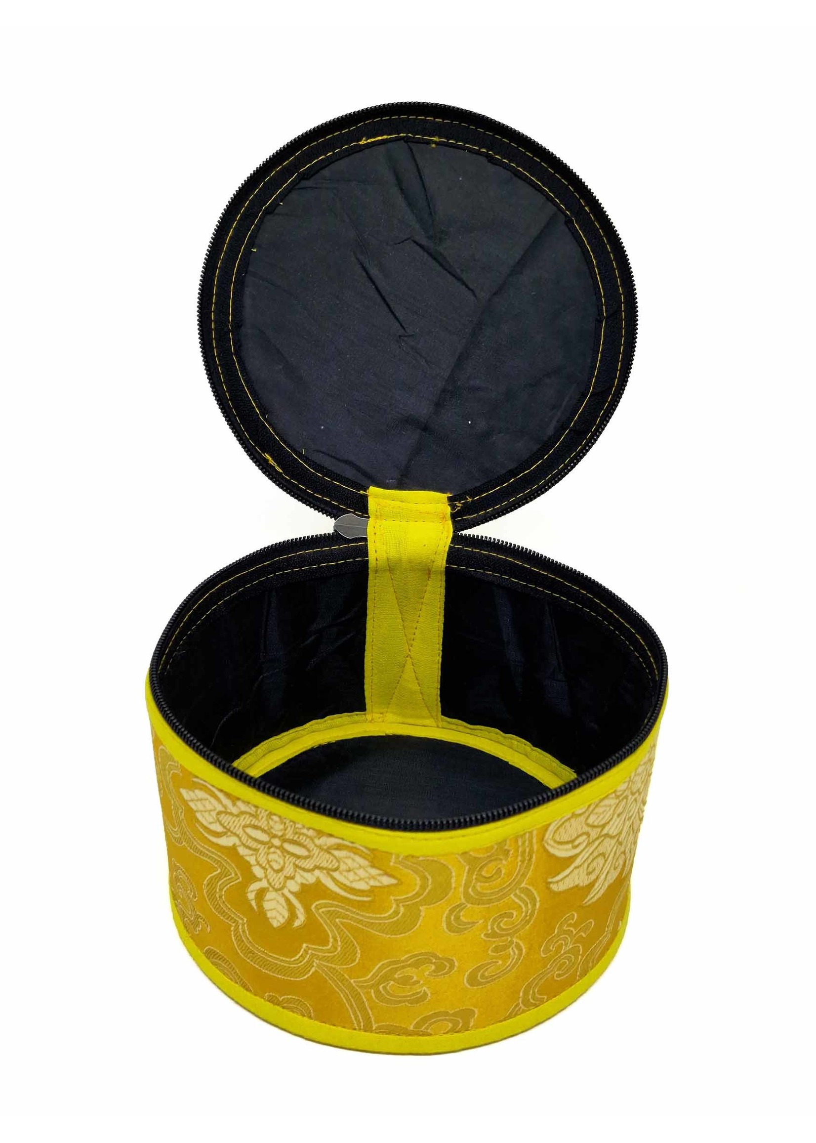 Round Silk Brocade Gift Box, Yellow