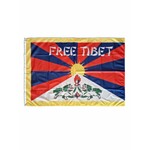 Drapeau tibétain avec le slogan "FREE TIBET"