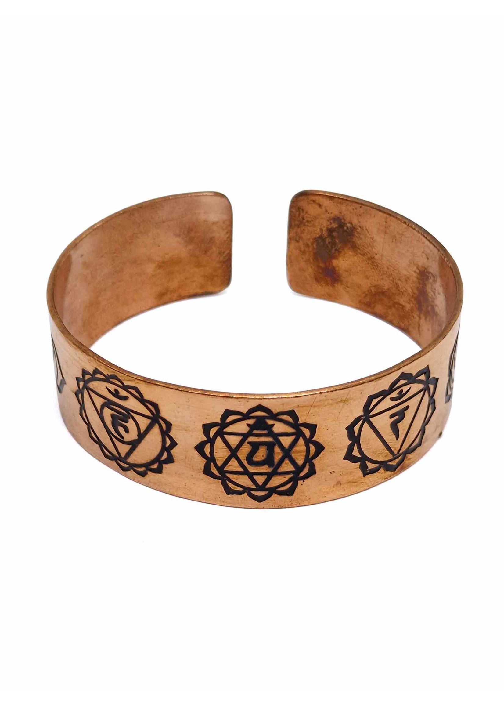 Bracciale in rame fatto a mano con 7 Chakra