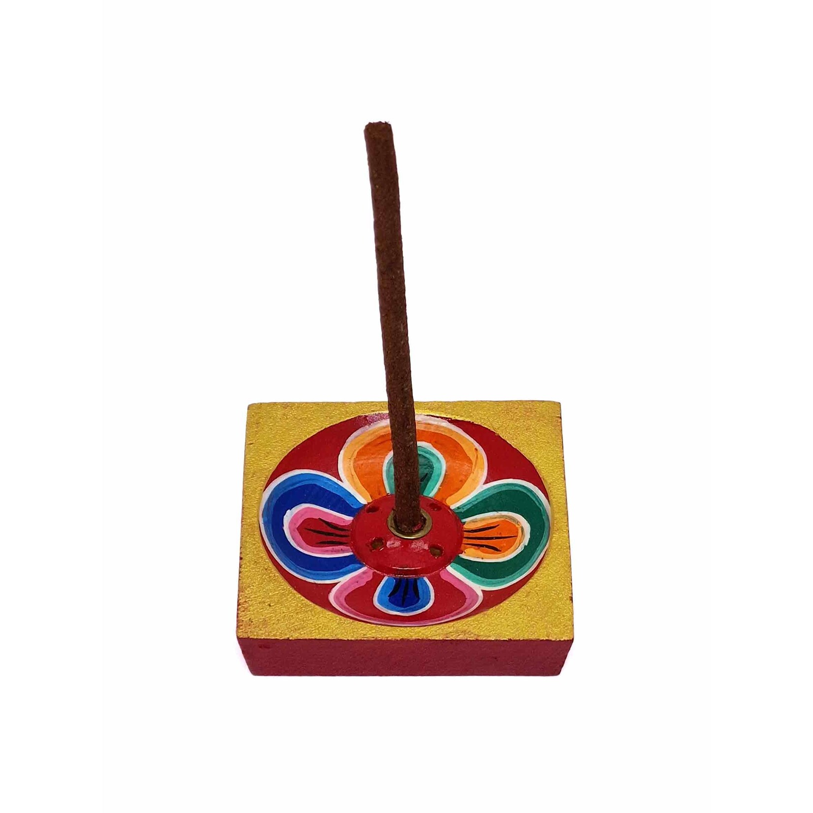 Porte-encens tibétain en bois Fleur