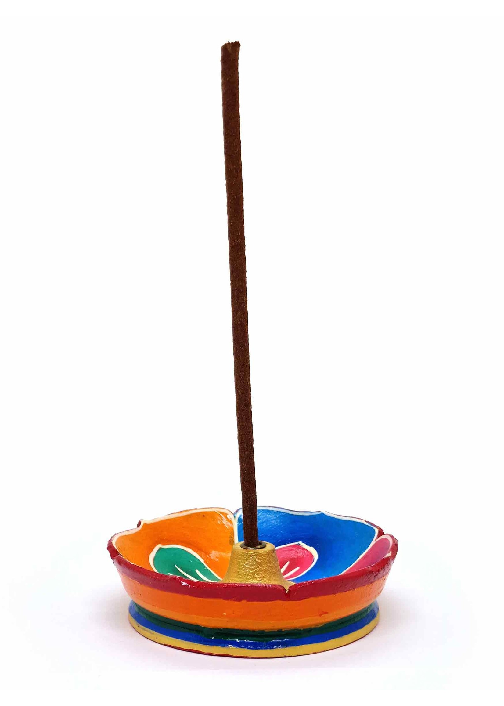 Tibetan Wooden Incense Holder Lotus Medium