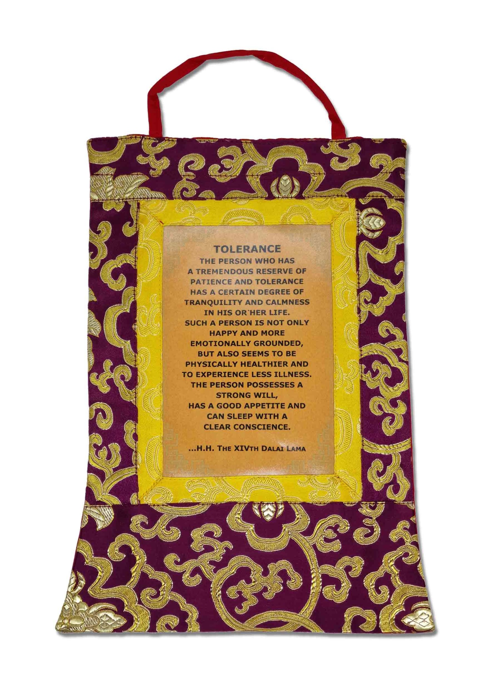 Thangka tibétain - Citation du Dalaï Lama "Tolerance"