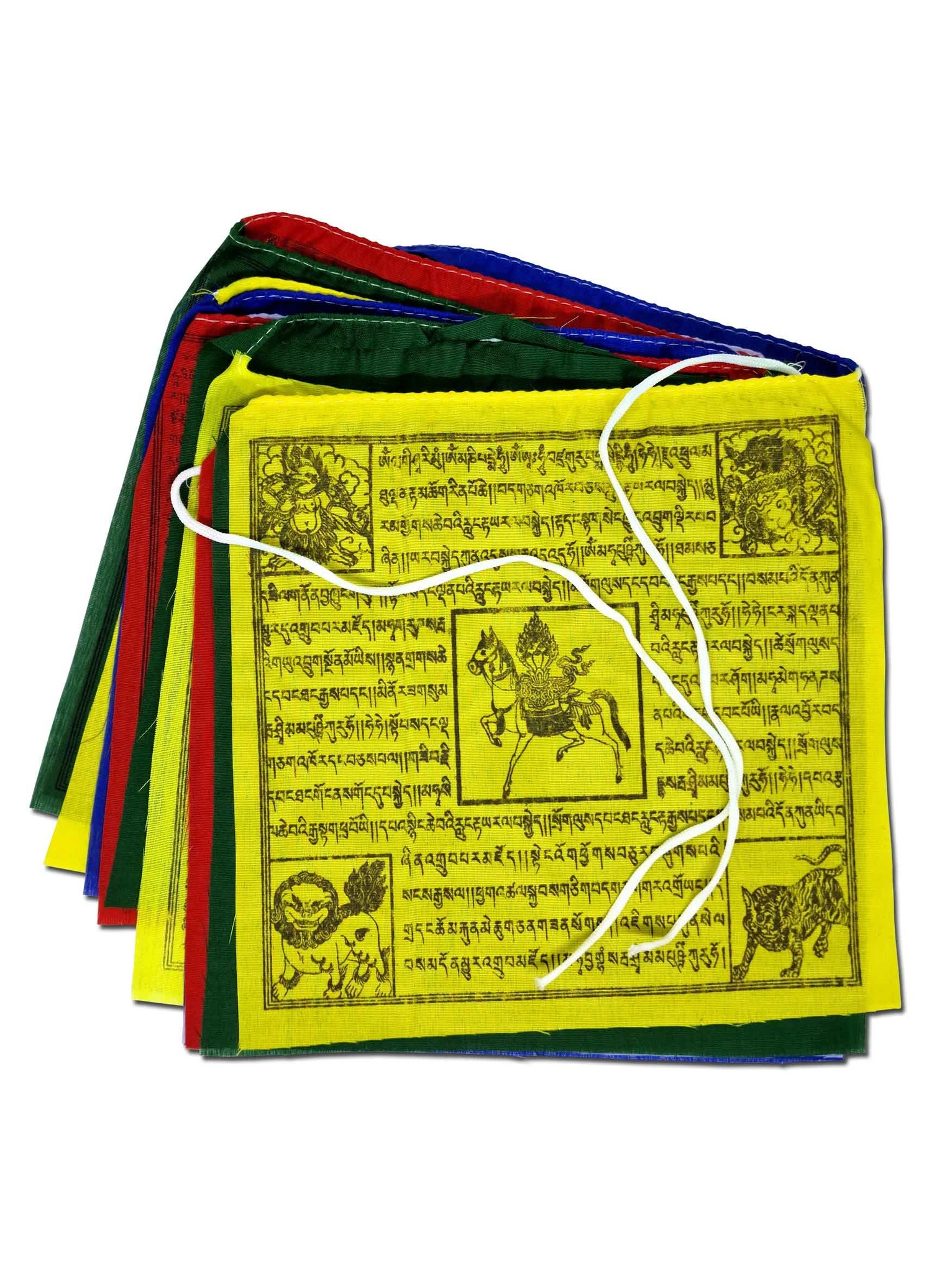 Bandiere Tibetane Di Preghiera - 25 Bandiere Su 5 Metri, 20x16 Cm Ciascuna Con Simboli Protettivi
