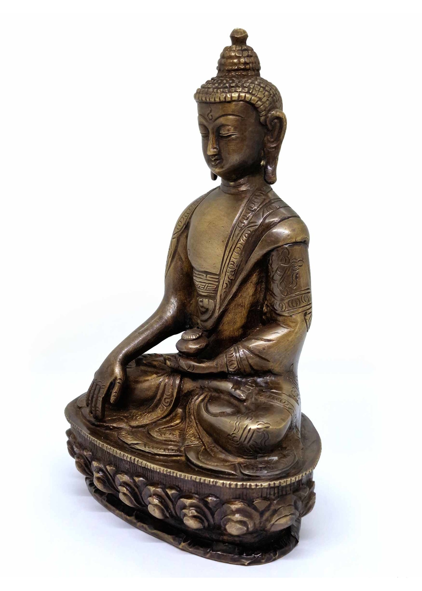 Statue Bouddha Shakyamuni, laiton et bronze, 20cm